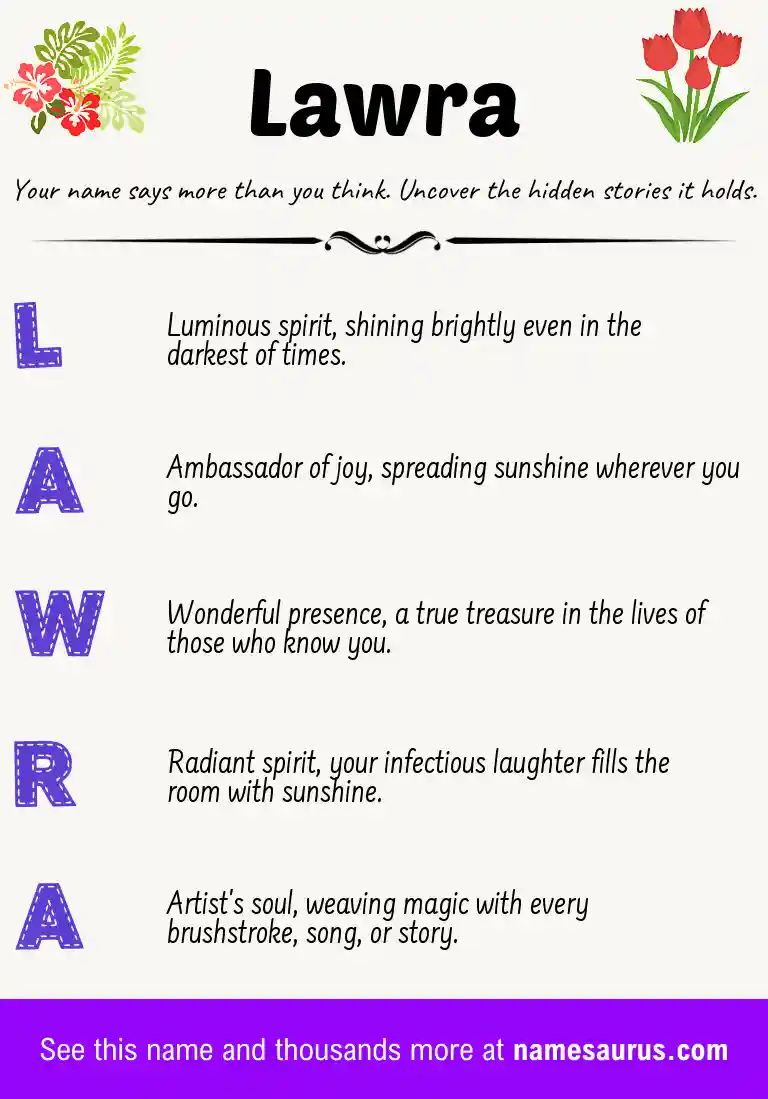 Acrostic poem about Lawra.