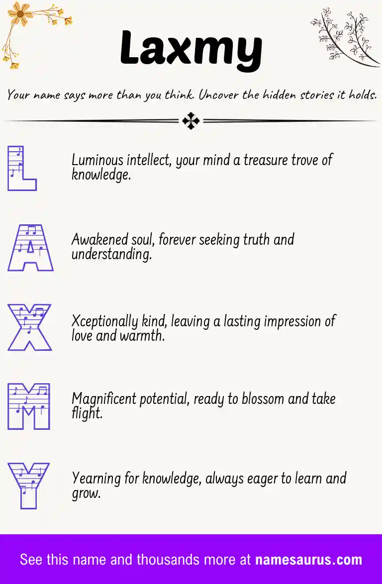 Acrostic poem about Laxmy.