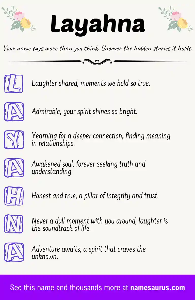 Acrostic poem about Layahna.