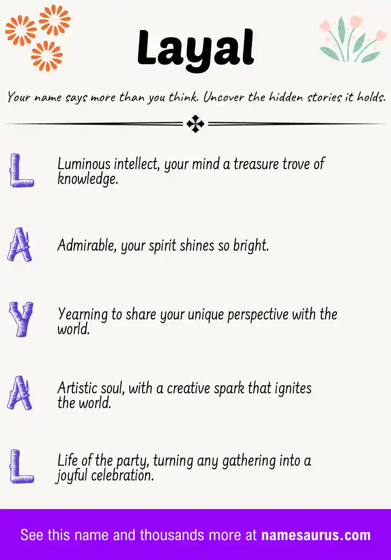 Acrostic poem about Layal.