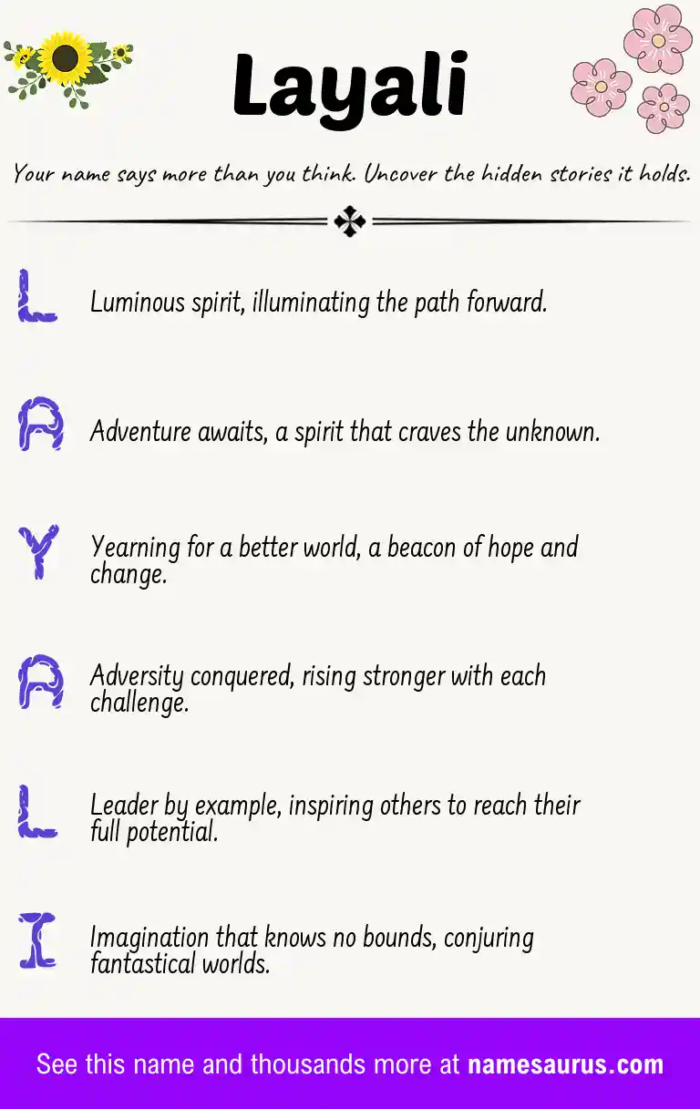Acrostic poem about Layali.