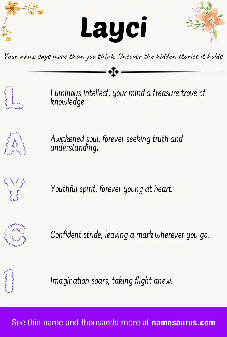 Acrostic poem about Layci.