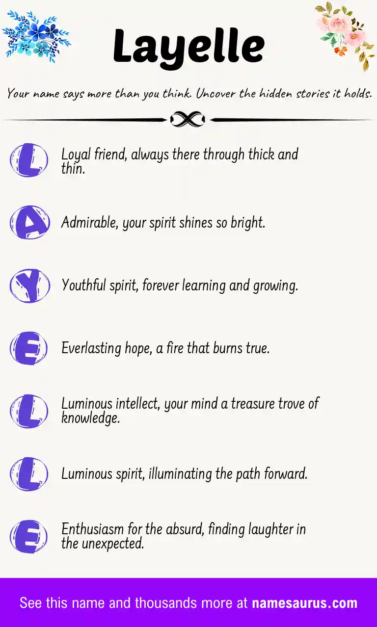 Acrostic poem about Layelle.