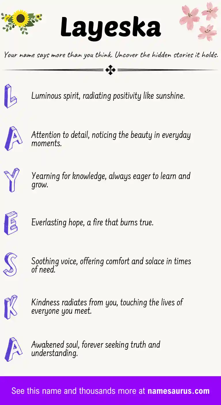 Acrostic poem about Layeska.