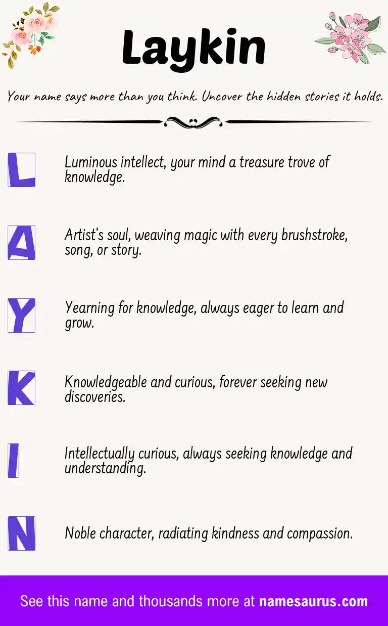 Acrostic poem about Laykin.