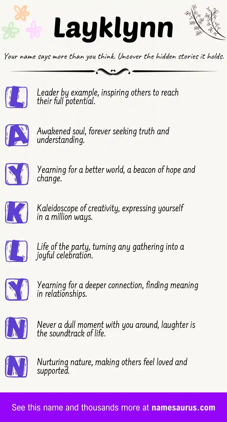Acrostic poem about Layklynn.