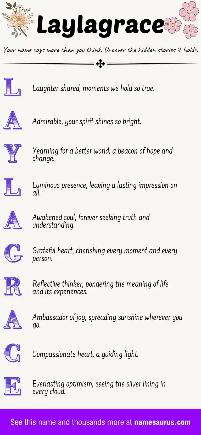Acrostic poem about Laylagrace.
