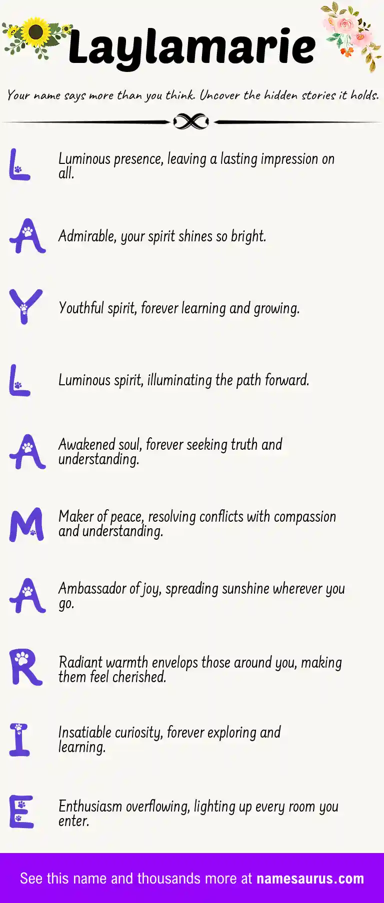 Acrostic poem about Laylamarie.