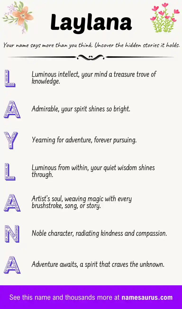Acrostic poem about Laylana.