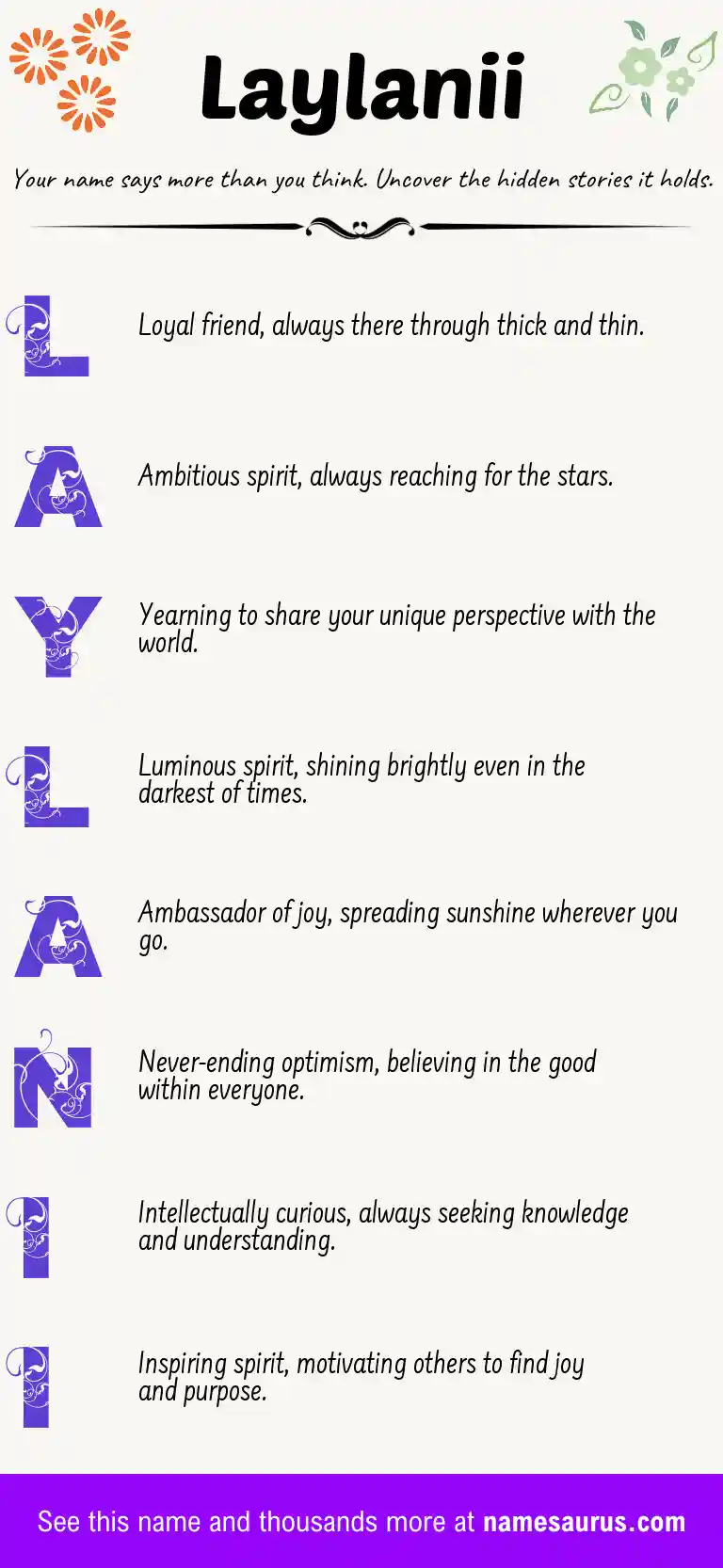 Acrostic poem about Laylanii.