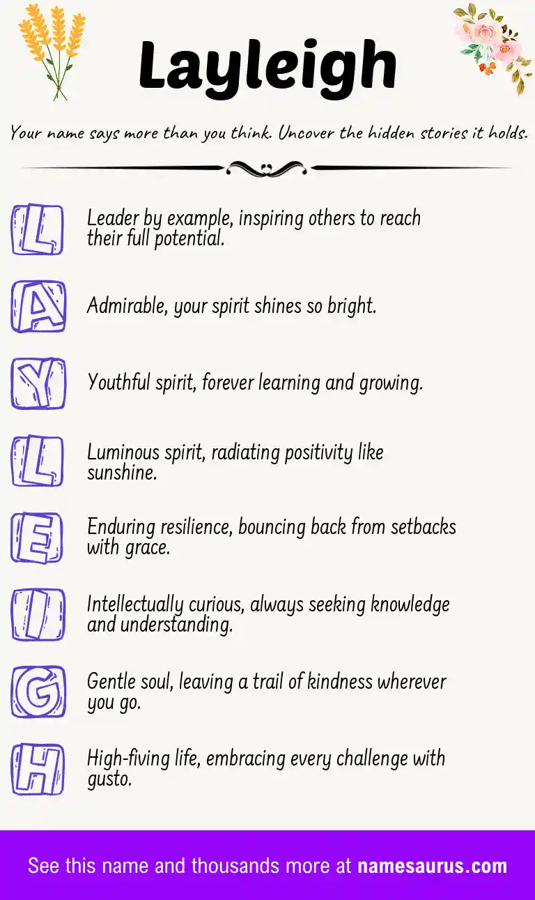 Acrostic poem about Layleigh.
