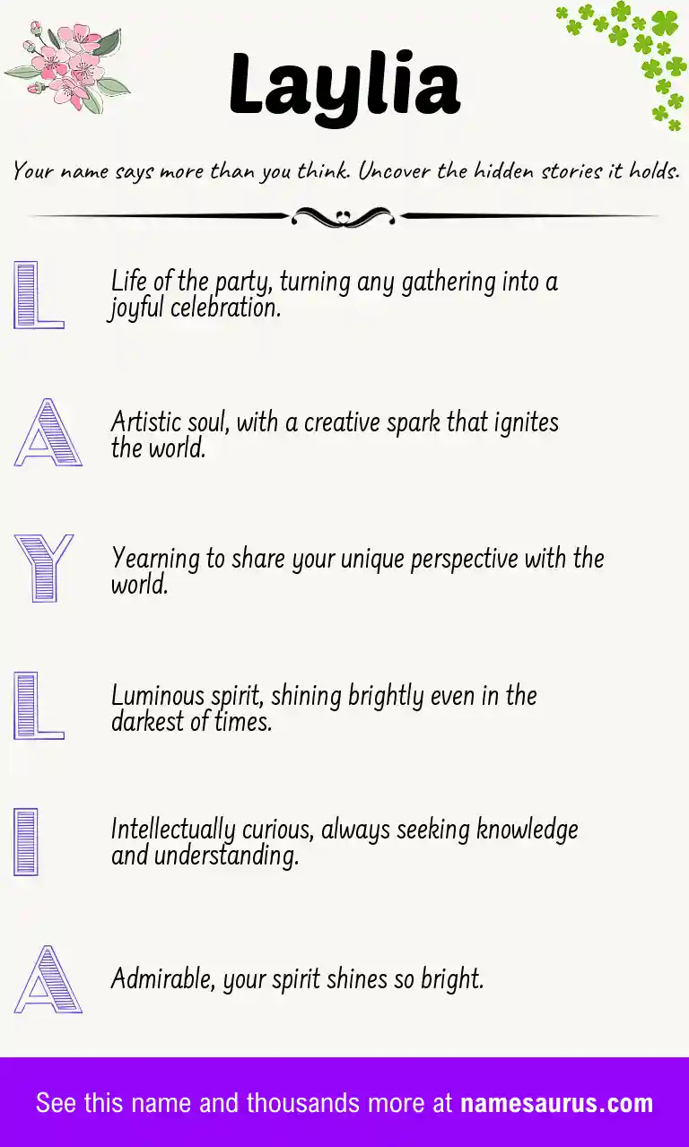 Acrostic poem about Laylia.