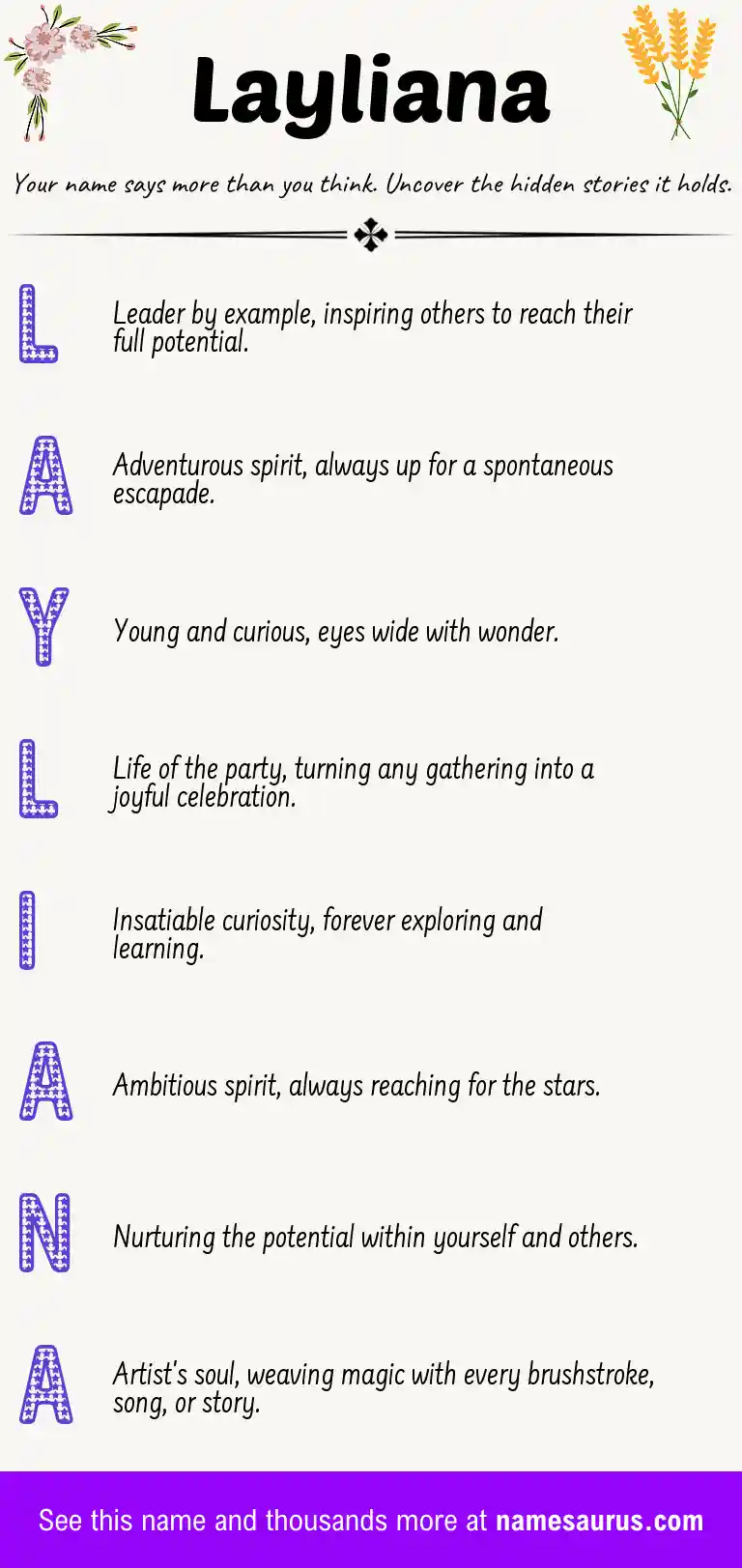 Acrostic poem about Layliana.