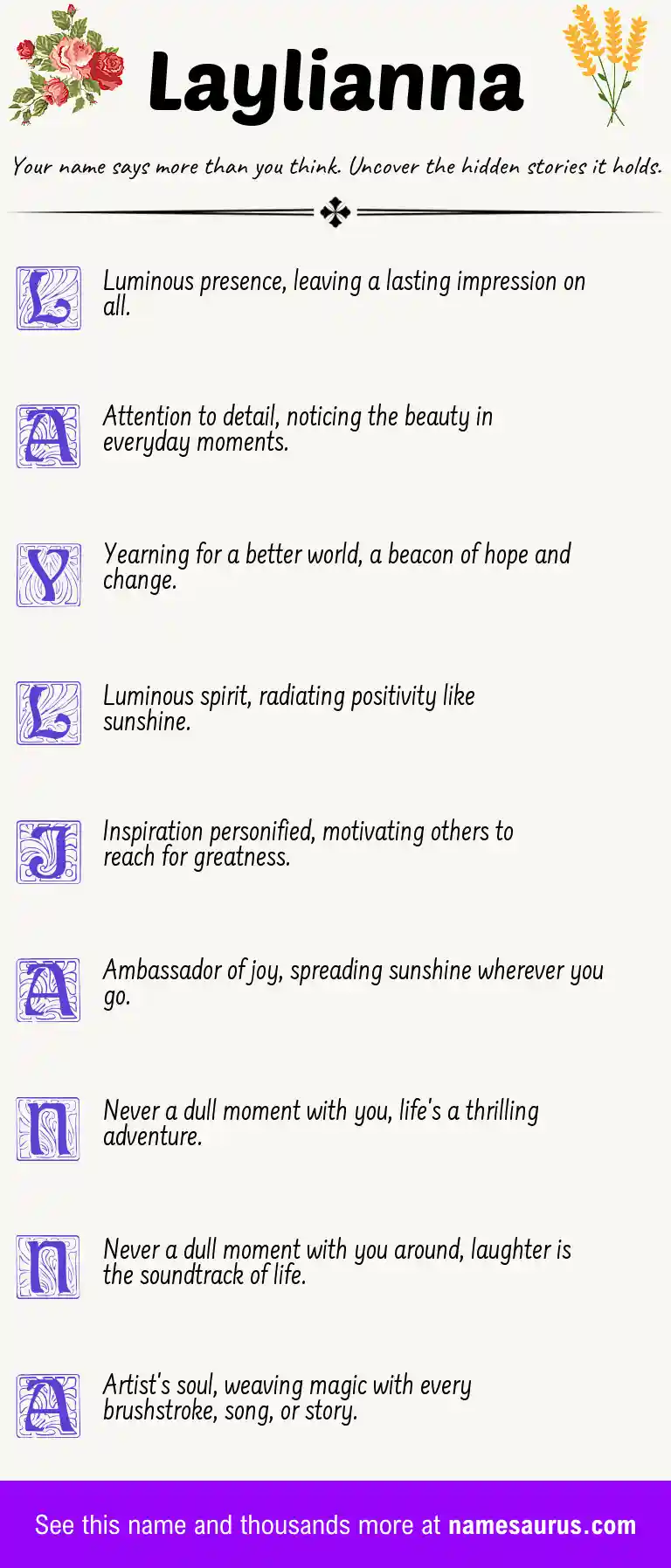 Acrostic poem about Laylianna.