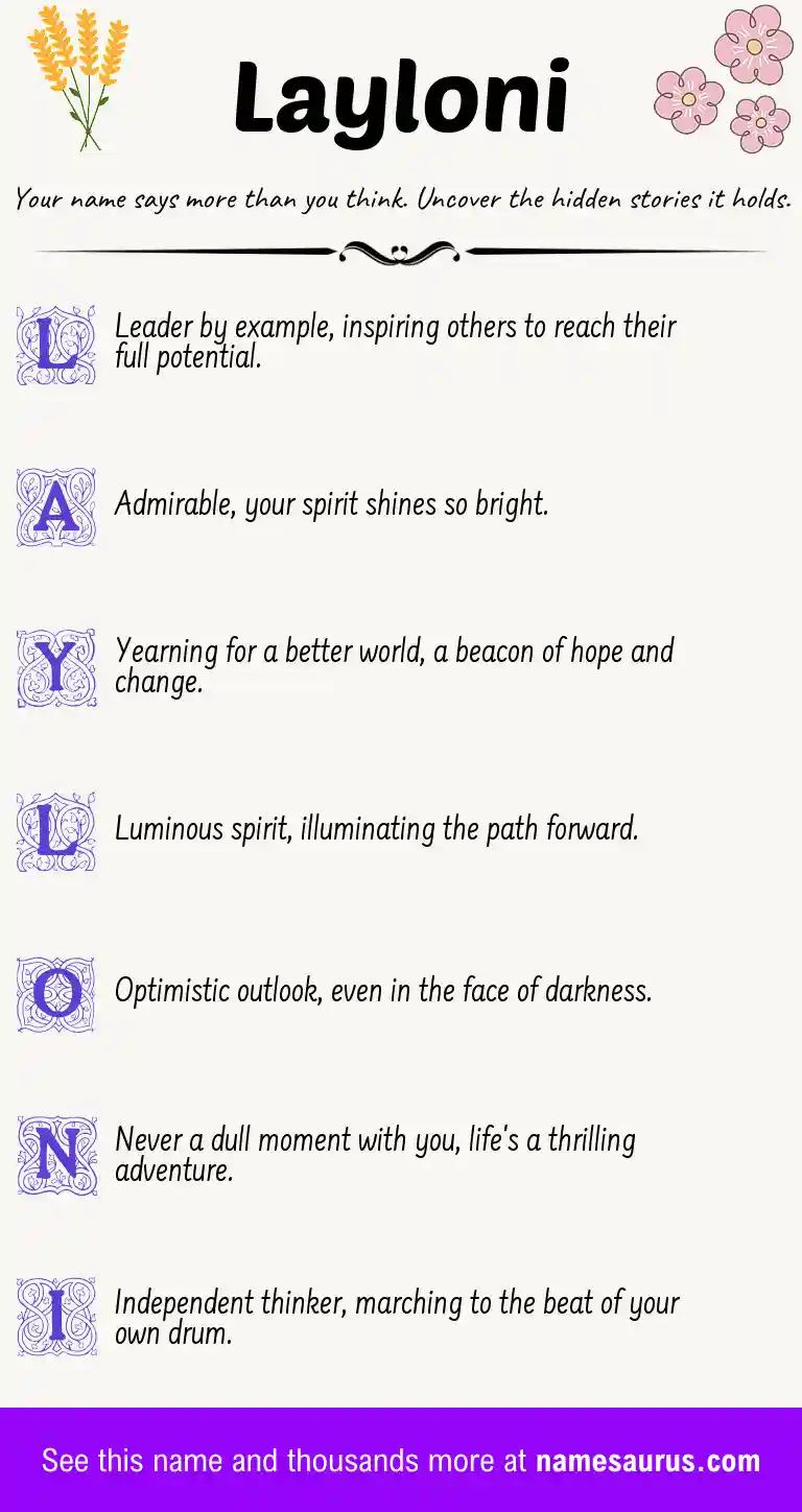 Acrostic poem about Layloni.
