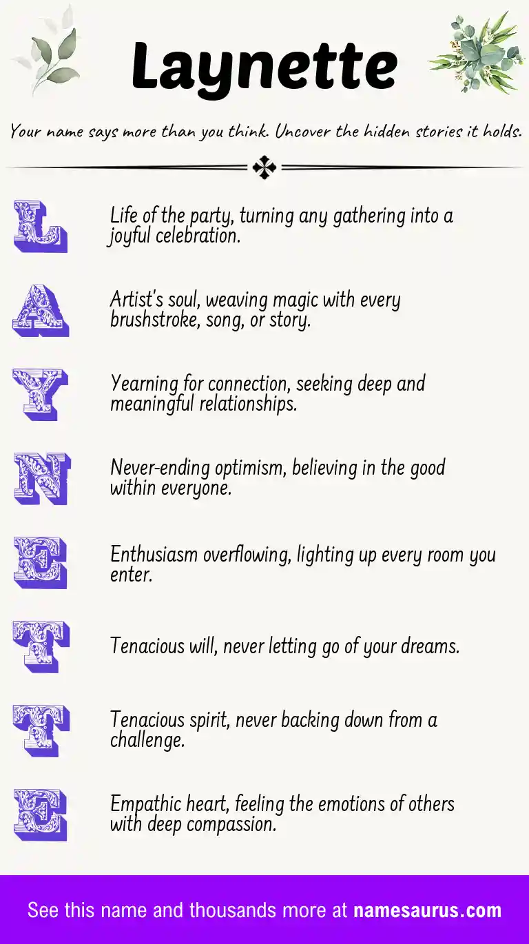 Acrostic poem about Laynette.