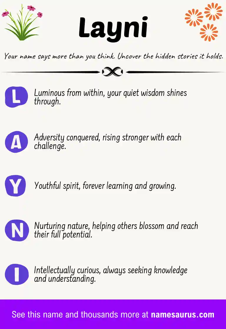Acrostic poem about Layni.