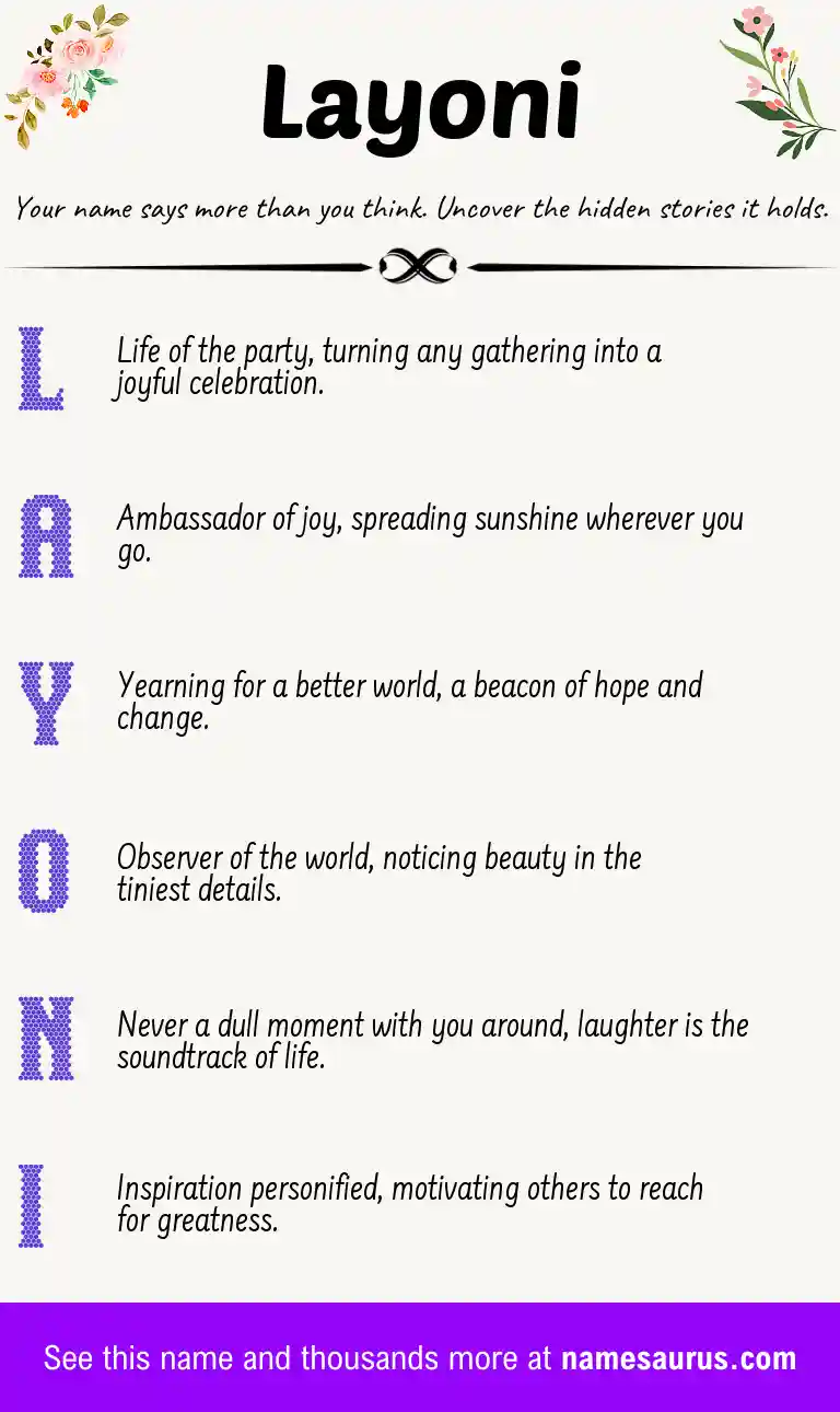 Acrostic poem about Layoni.
