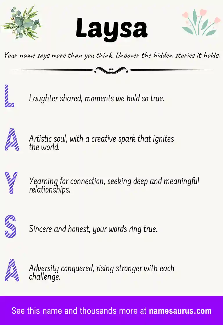 Acrostic poem about Laysa.