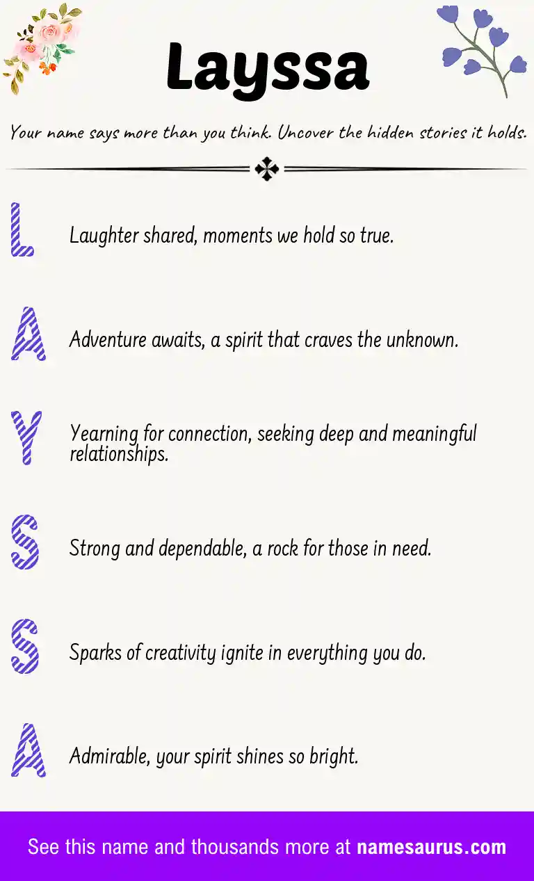 Acrostic poem about Layssa.
