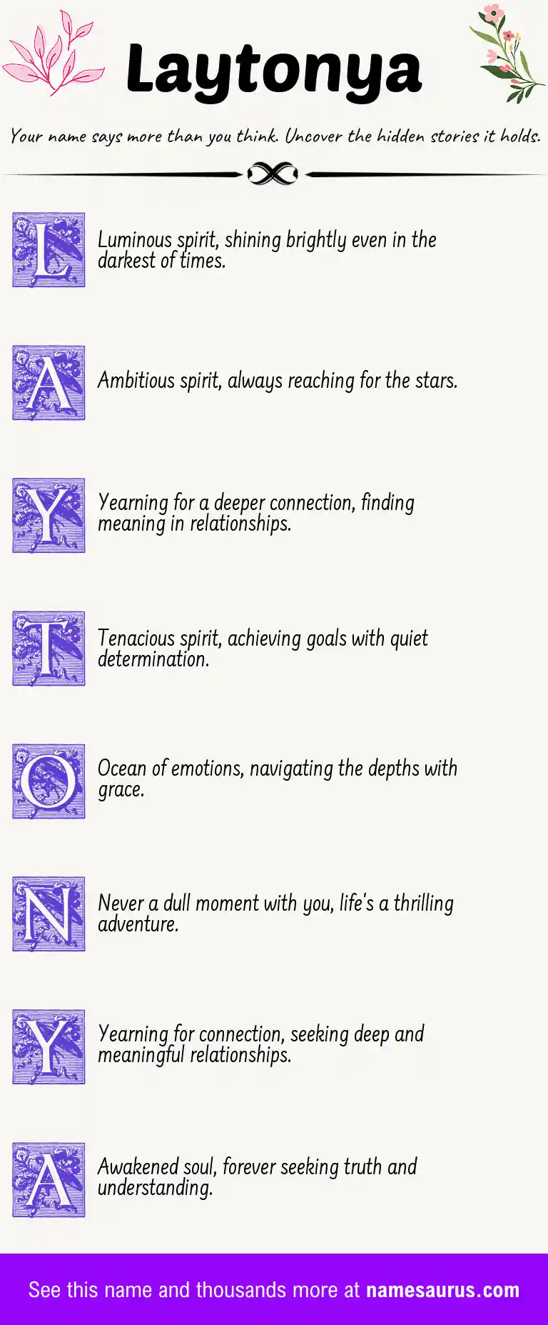 Acrostic poem about Laytonya.