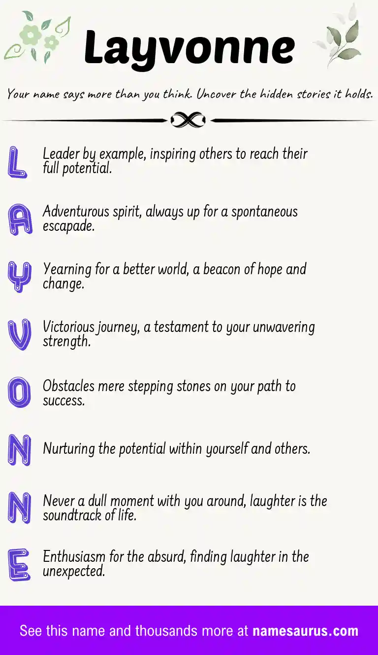 Acrostic poem about Layvonne.