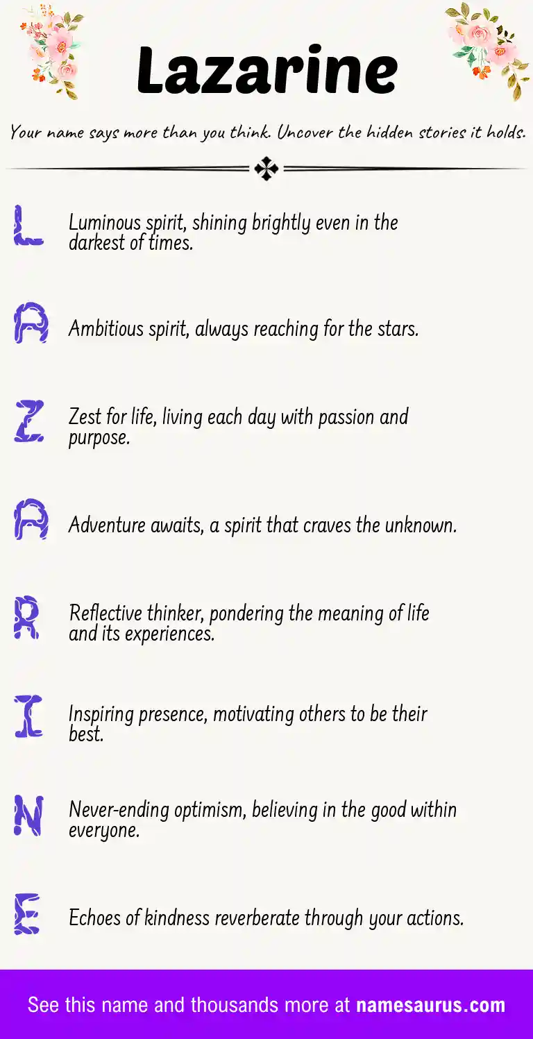Acrostic poem about Lazarine.