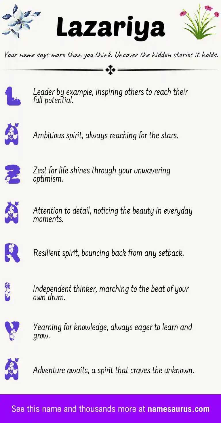 Acrostic poem about Lazariya.