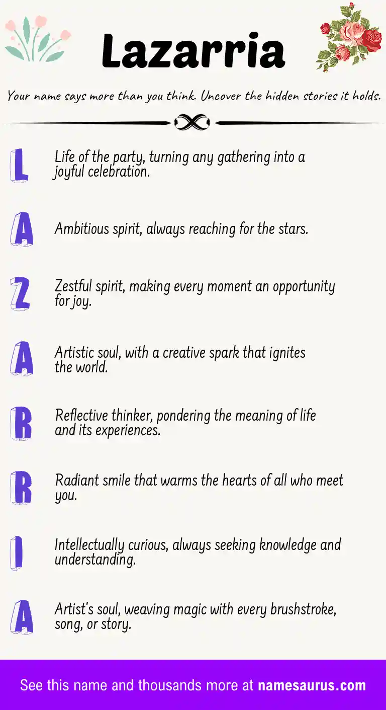 Acrostic poem about Lazarria.