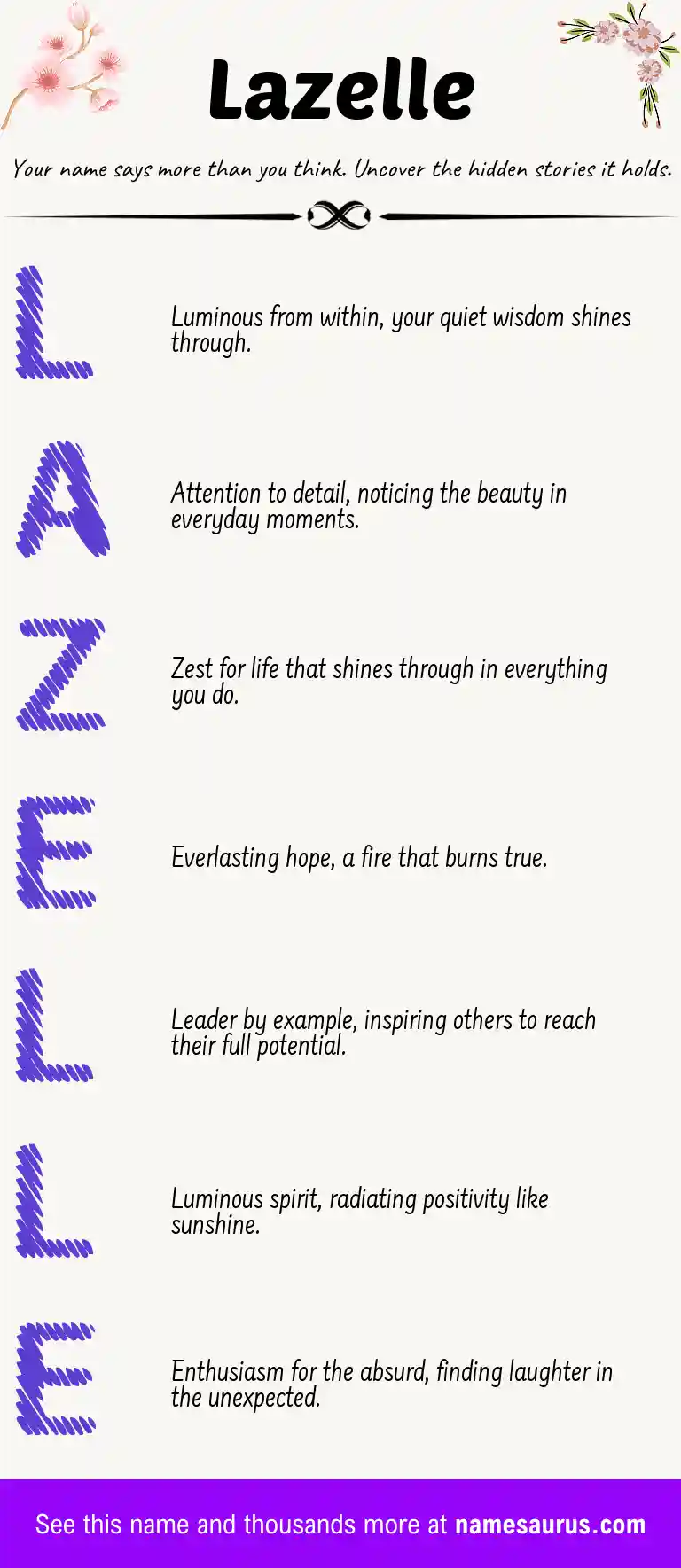 Acrostic poem about Lazelle.