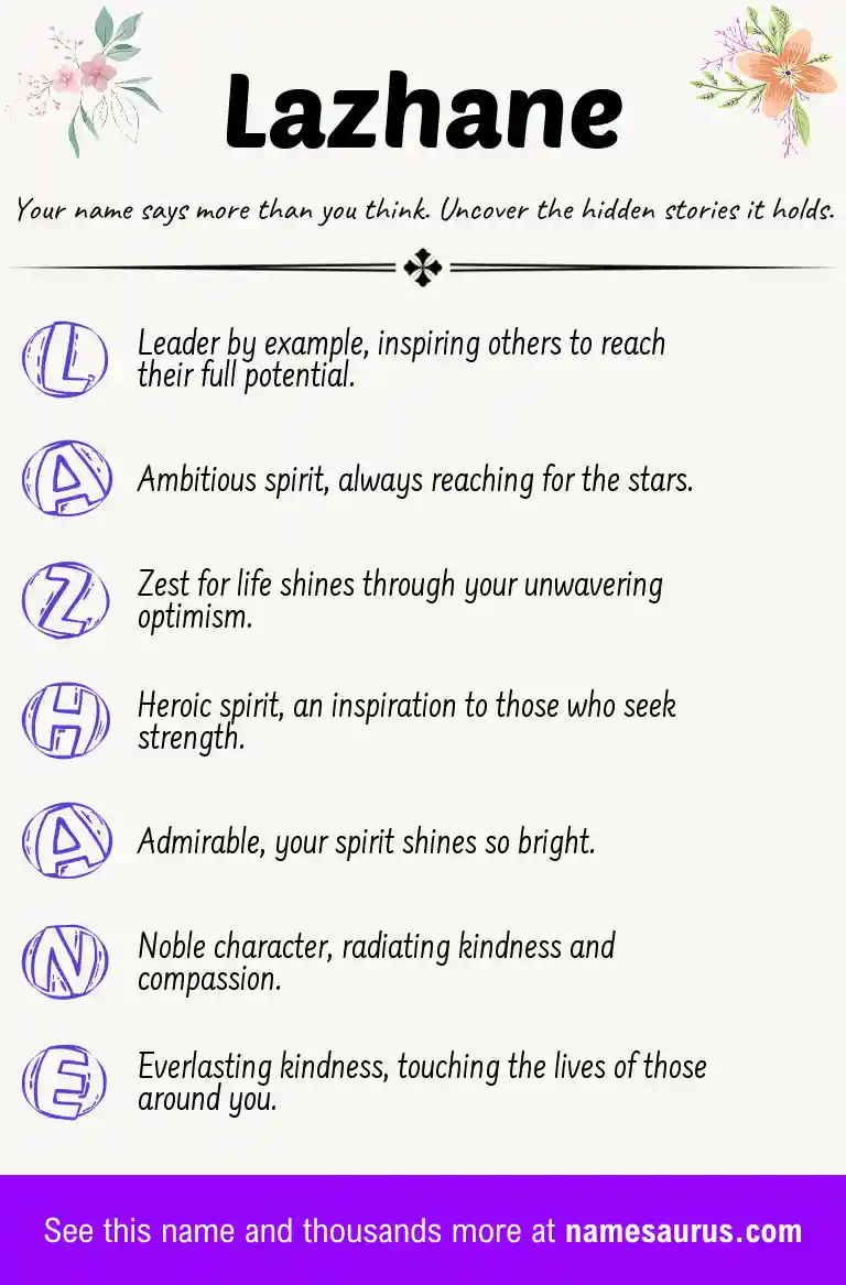 Acrostic poem about Lazhane.