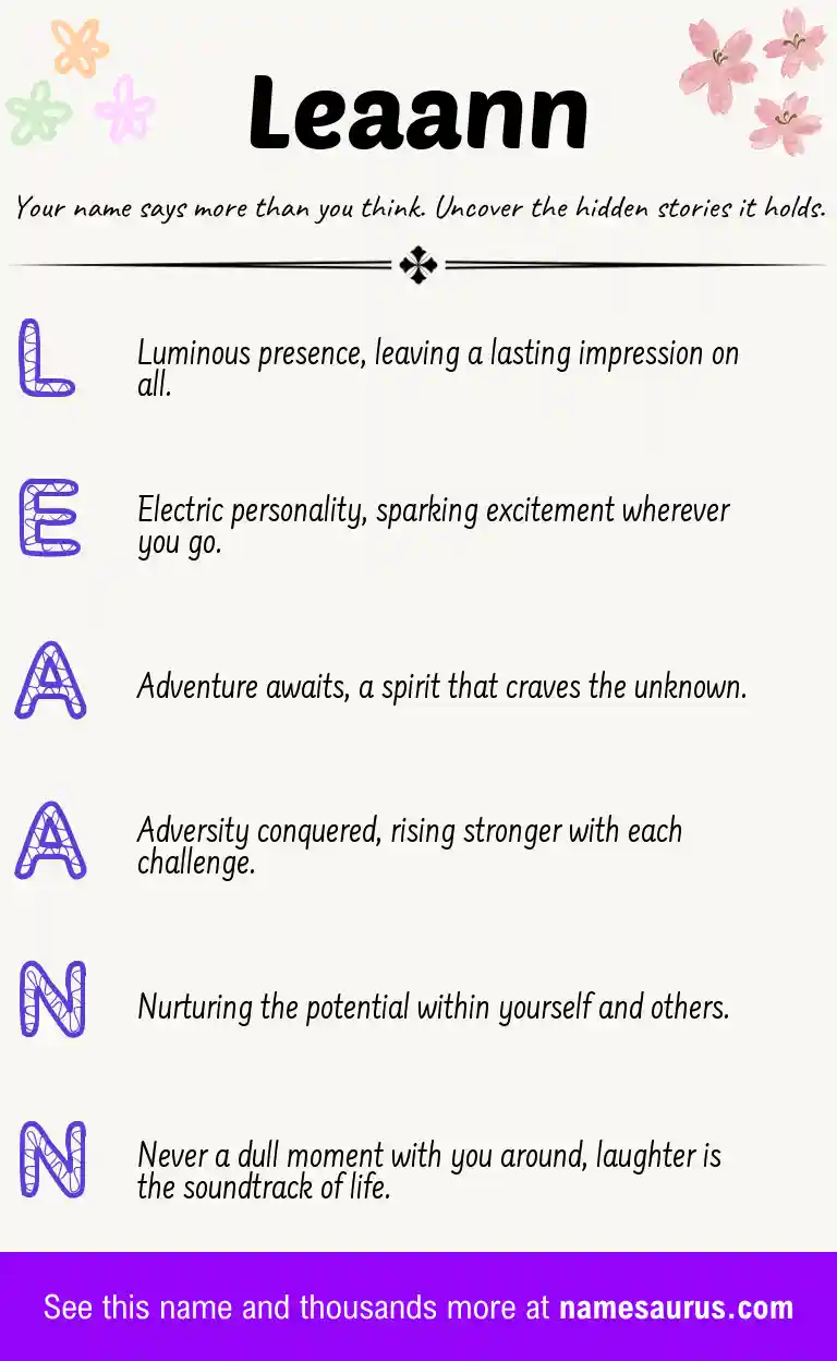 Acrostic poem about Leaann.
