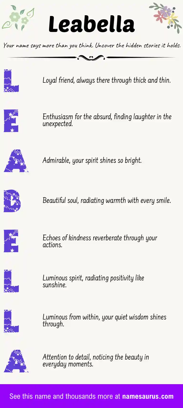 Acrostic poem about Leabella.