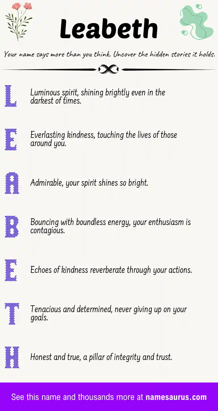 Acrostic poem about Leabeth.