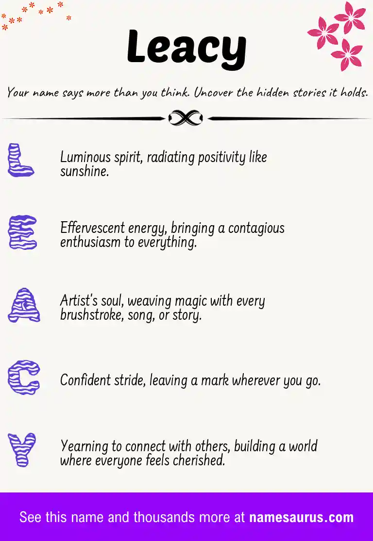 Acrostic poem about Leacy.