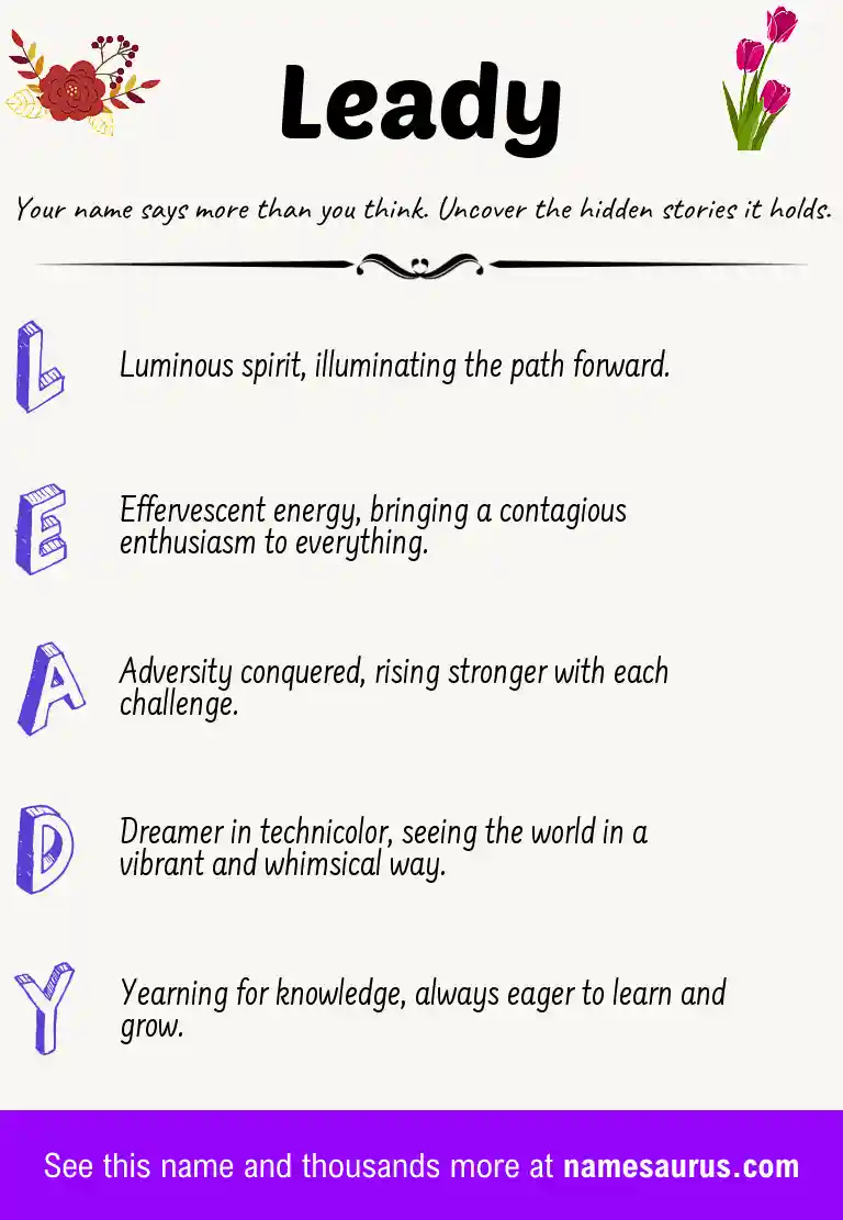 Acrostic poem about Leady.