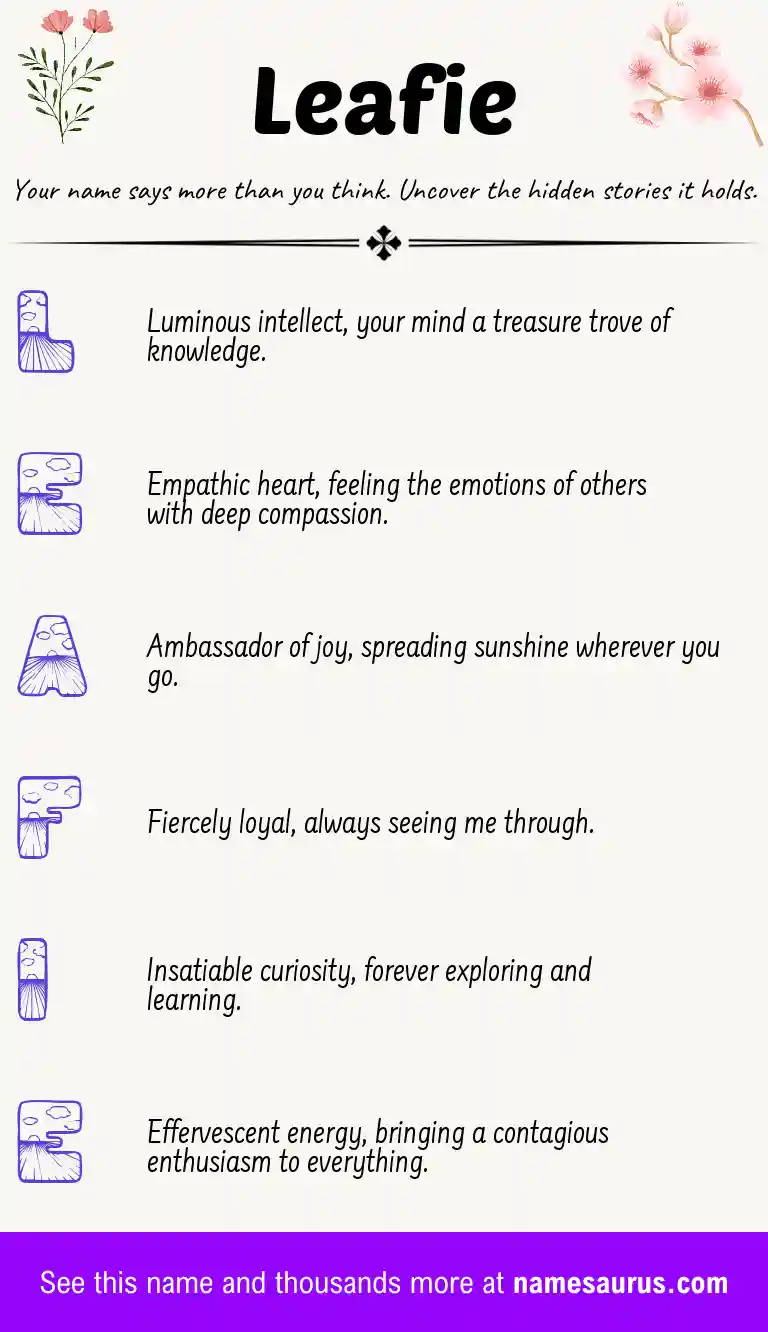 Acrostic poem about Leafie.