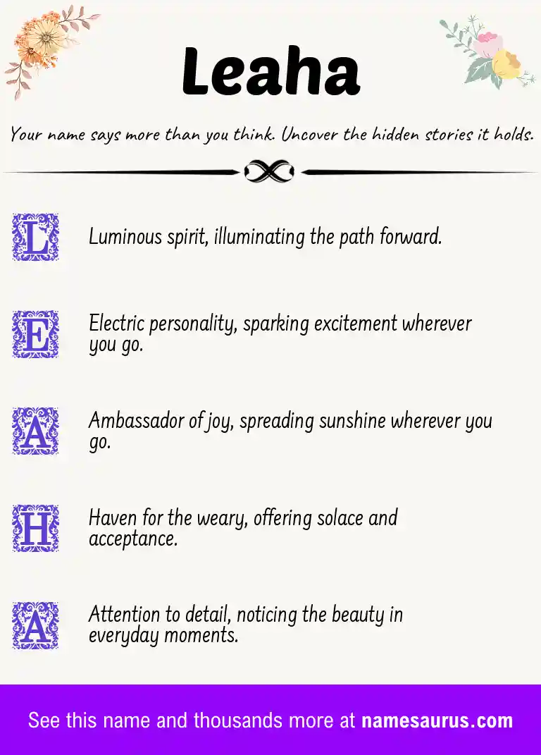Acrostic poem about Leaha.