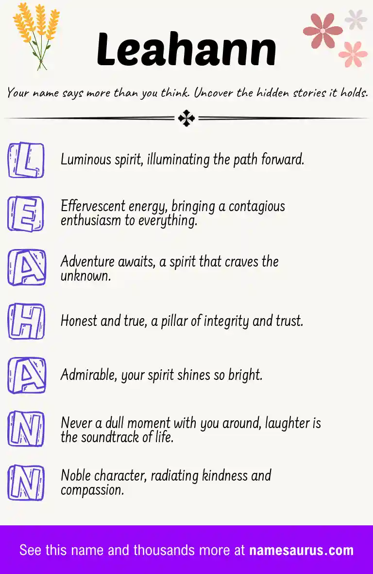 Acrostic poem about Leahann.