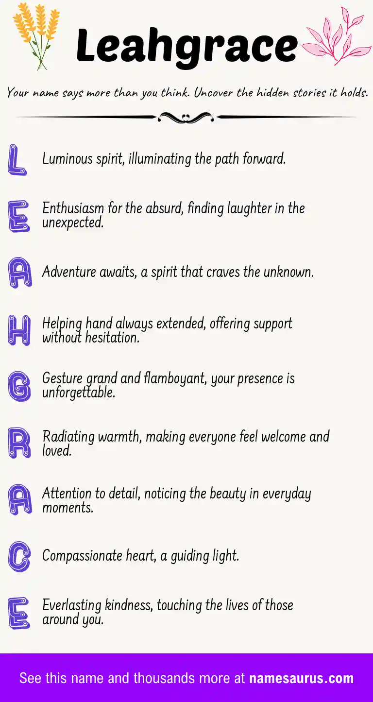 Acrostic poem about Leahgrace.