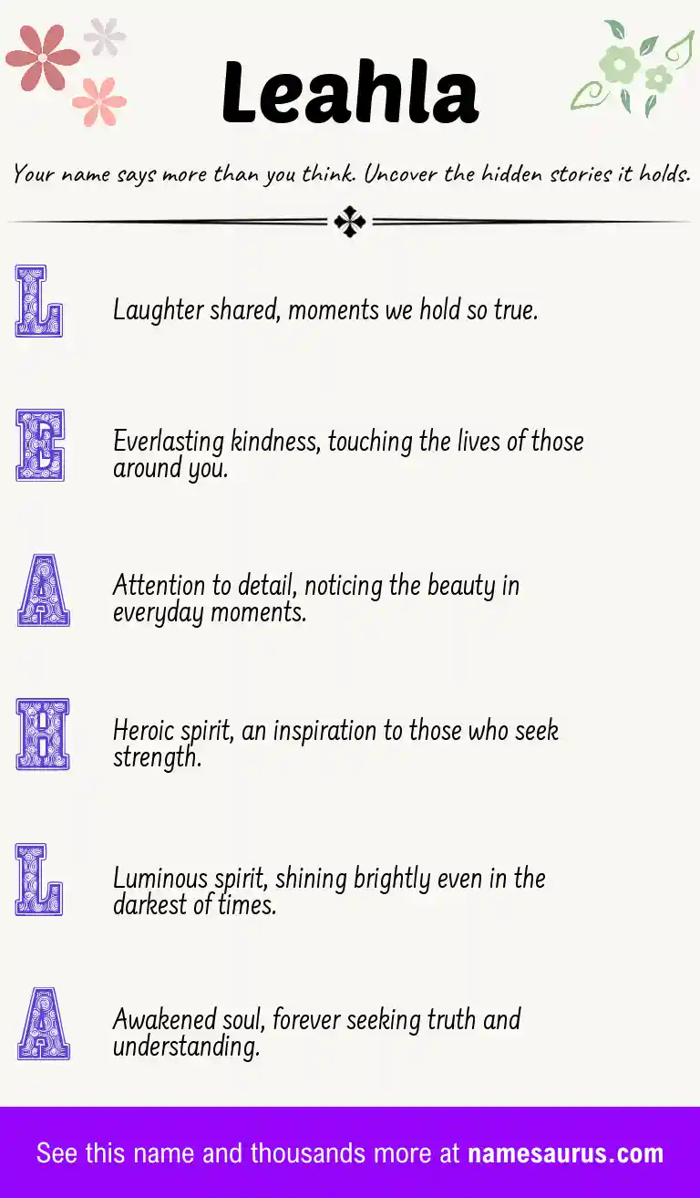 Acrostic poem about Leahla.