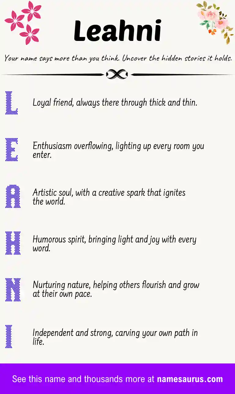 Acrostic poem about Leahni.