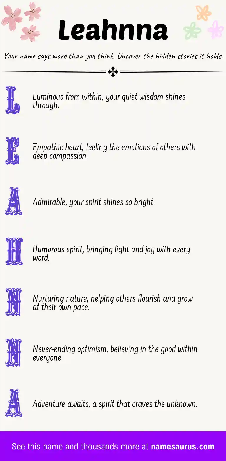 Acrostic poem about Leahnna.