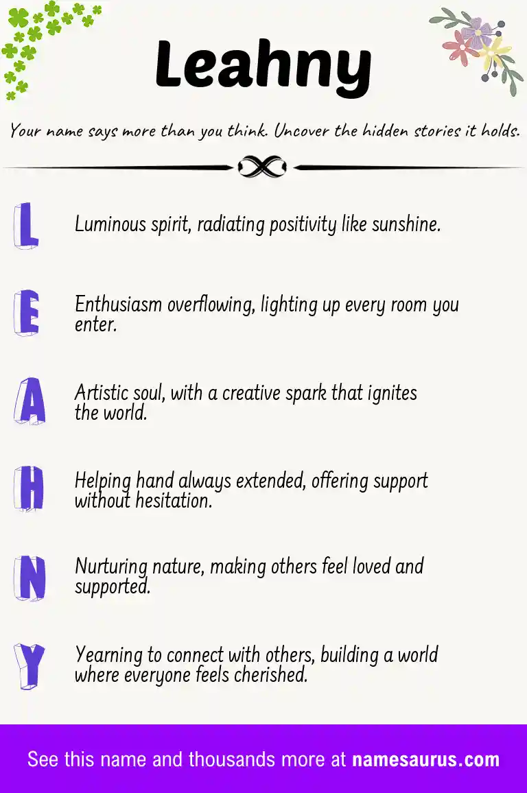 Acrostic poem about Leahny.