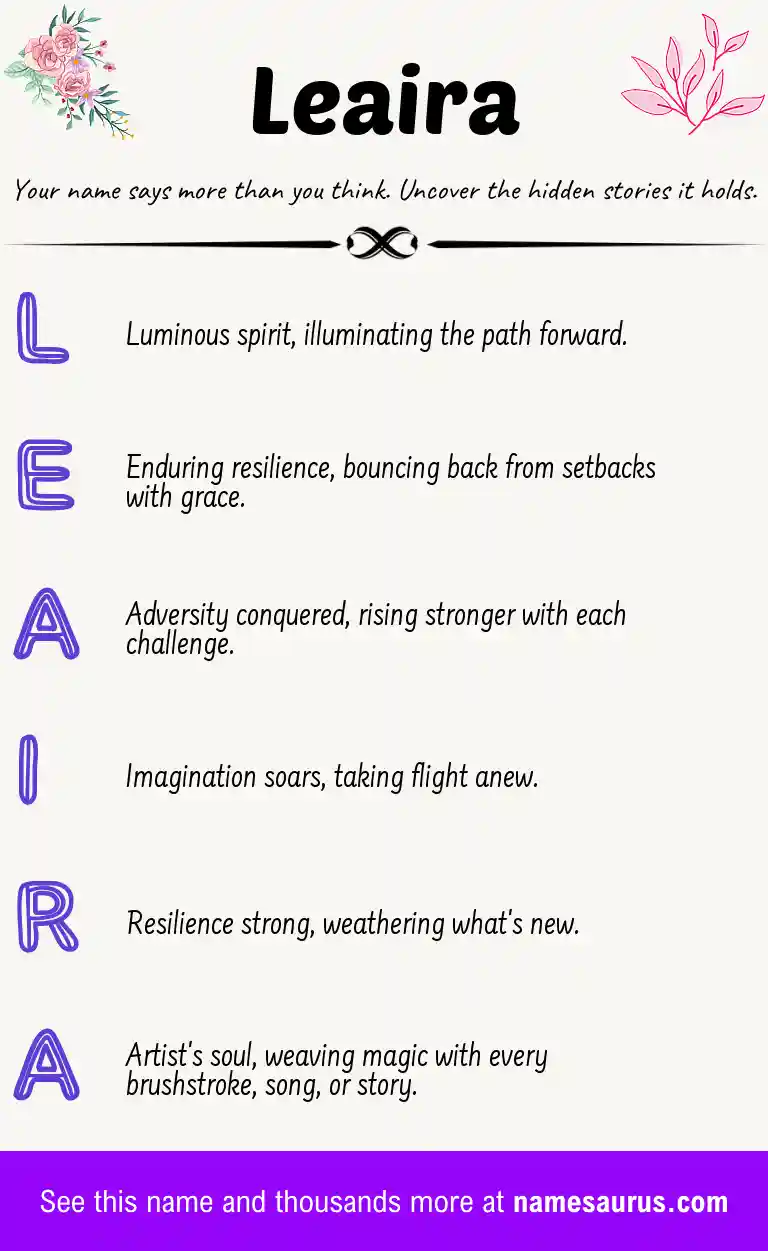 Acrostic poem about Leaira.