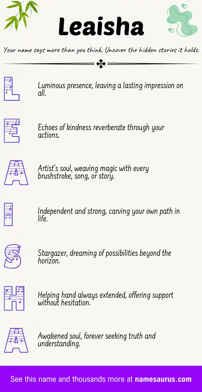 Acrostic poem about Leaisha.