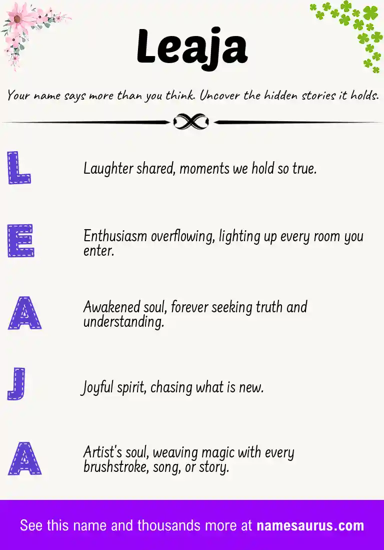 Acrostic poem about Leaja.