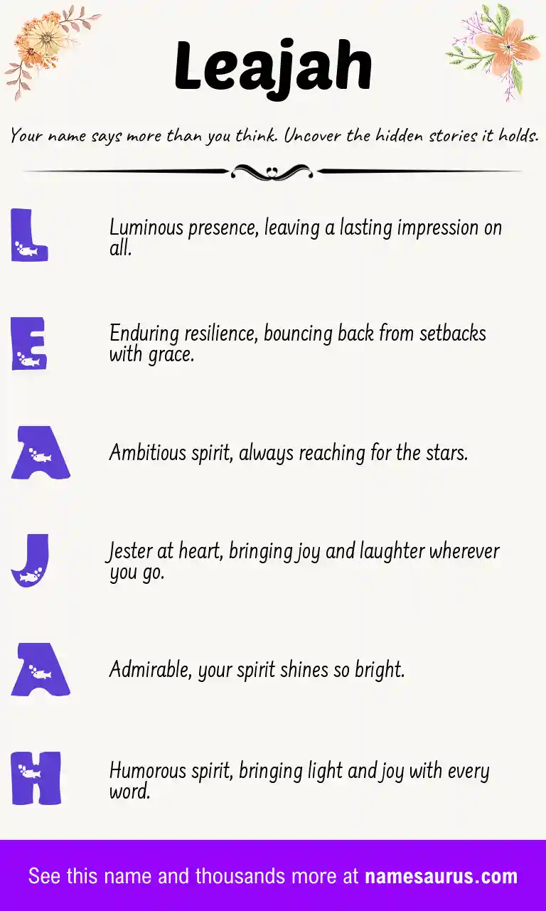 Acrostic poem about Leajah.