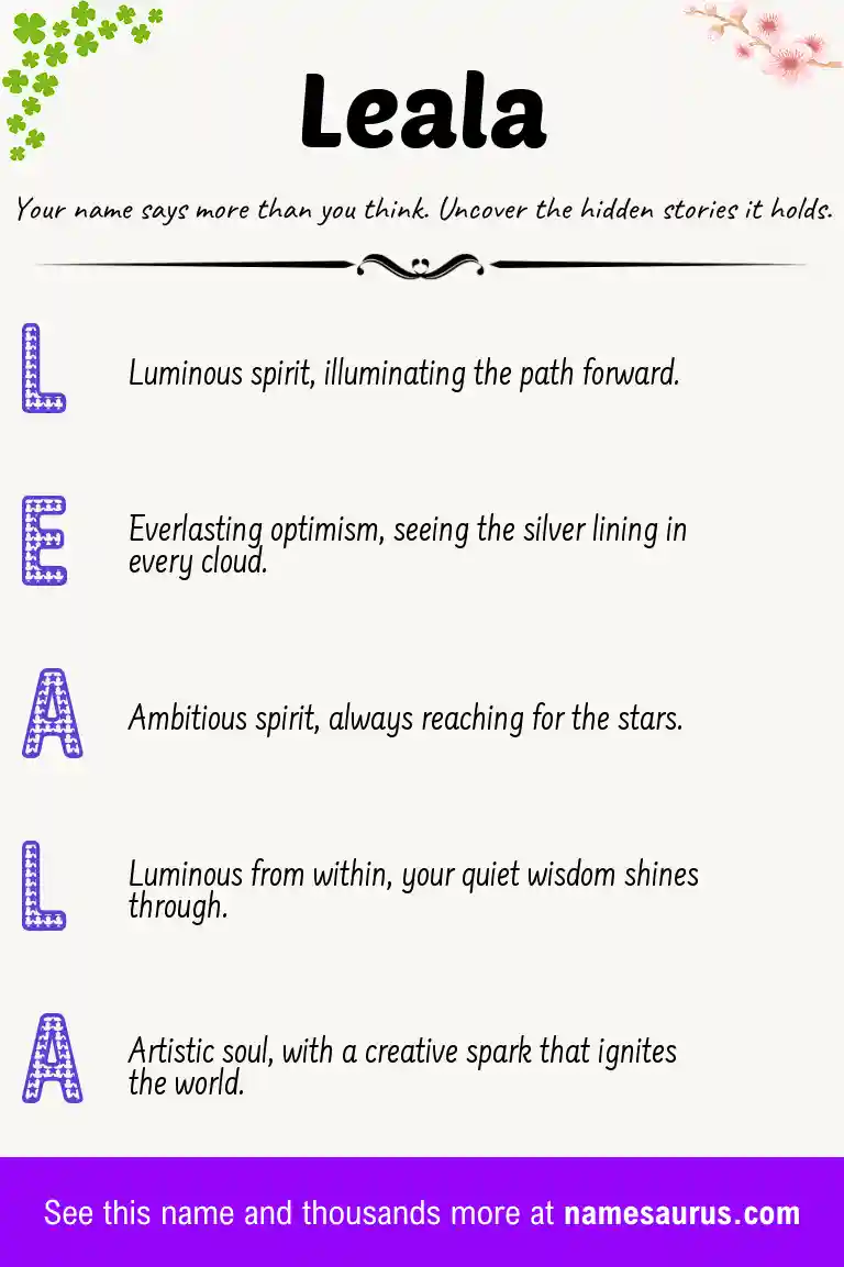 Acrostic poem about Leala.