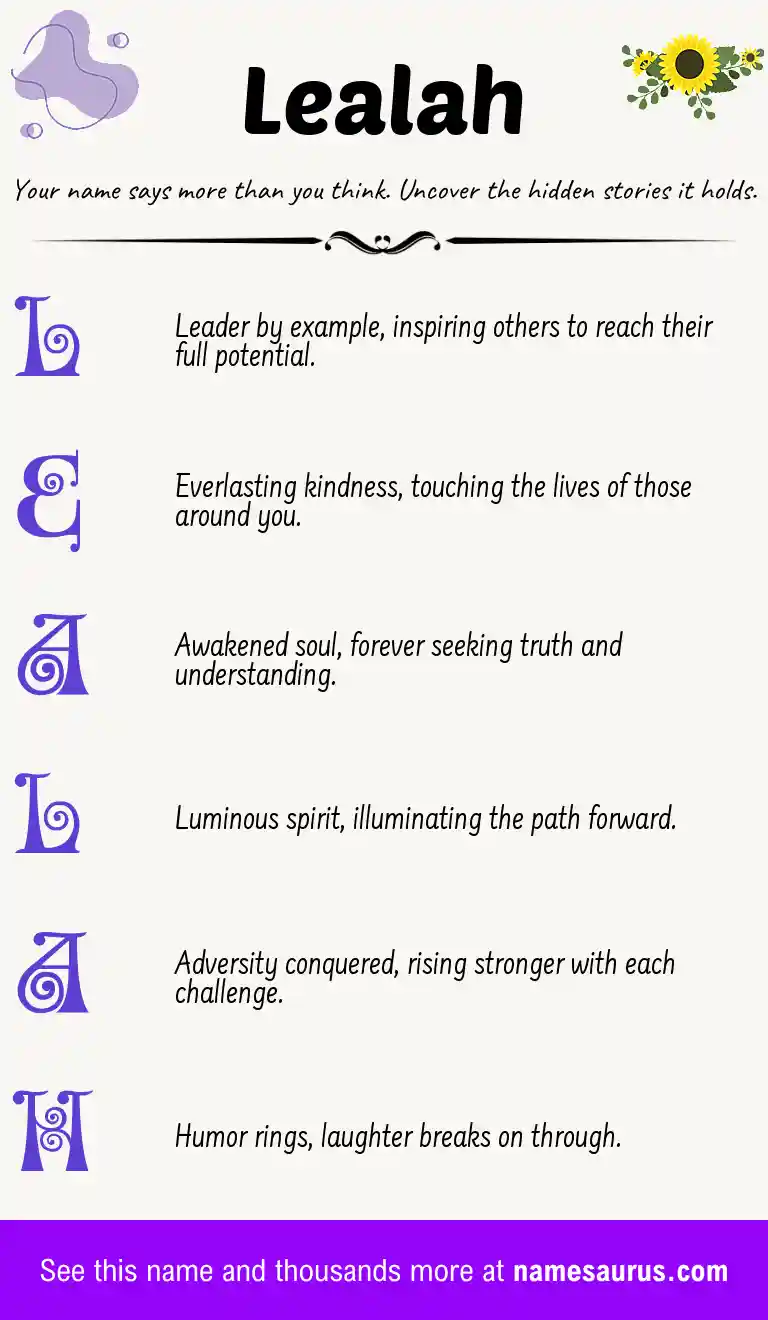 Acrostic poem about Lealah.